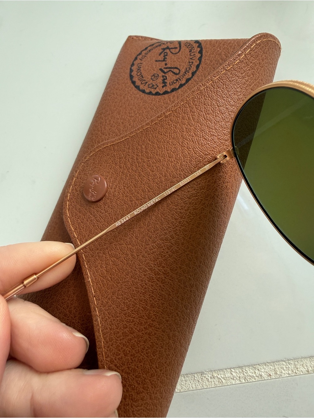 Ray-Ban Gold Frame Sunglasses with Blue Mirrored Lenses - Picture 3 of 3
